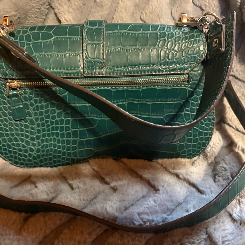 Guess Elegant Teal Crocodile-Embossed Women's Bag - Picture 4 of 8